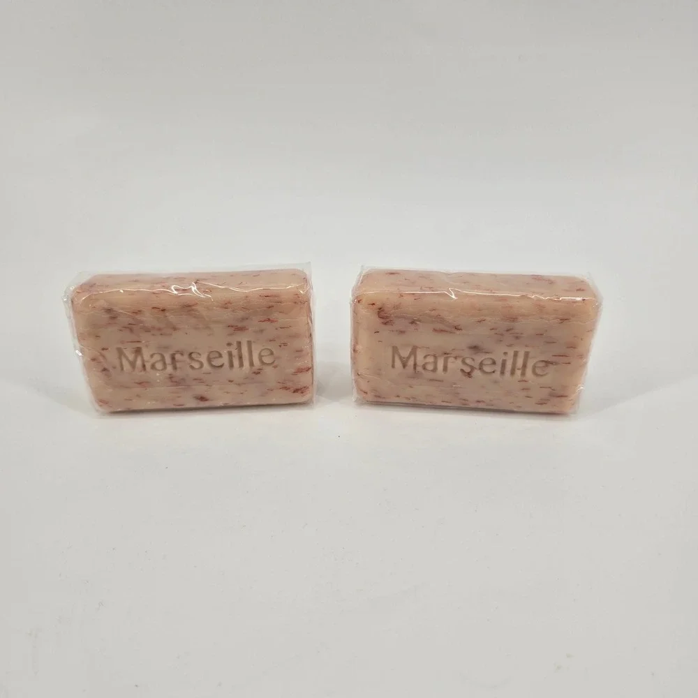 Marseille Bar Soap French Milled Botanical Inclusions Pink 2 Pack